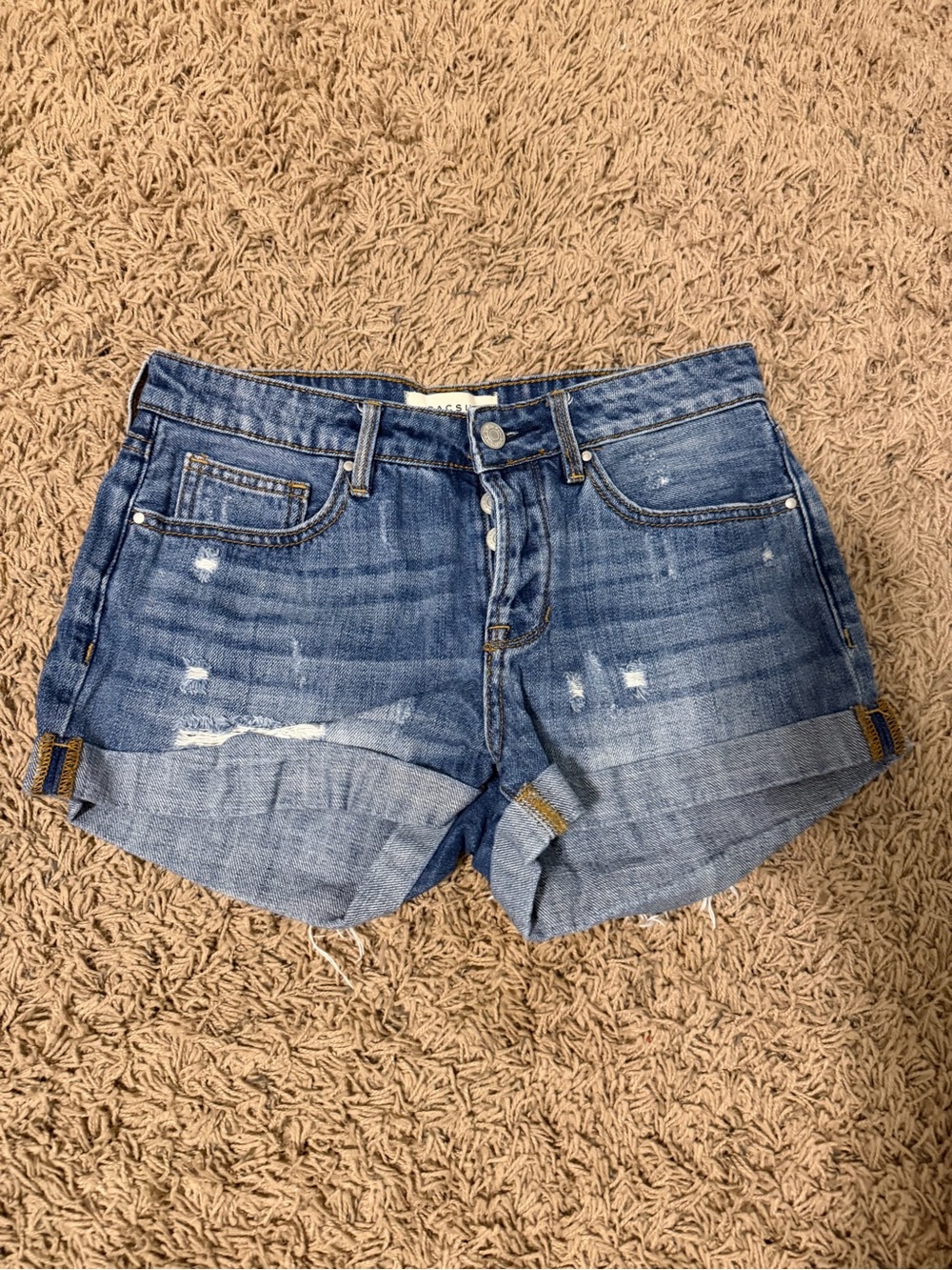 Pacsun Denim Cuffed Distressed Women's Shorts - Blue